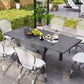 35"-71" Extendable Aluminium Outdoor Dining Table, Slatted Top Patio Table for 4-6 Person, for Garden, Backyard, Grey