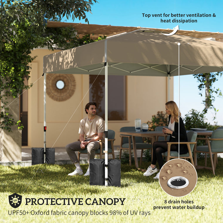 9.6' x 9.6' Khaki Pop-Up Canopy Tent with 3 Sidewalls