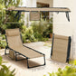 Outdoor Folding Chaise Lounge, Reclining Lounge Chair with Adjustable Backrest and Removable Pillow, Beige