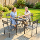 Foldable Round Patio Table for 4, Outdoor Dining Table with HDPE Tabletop and Steel Frame, Dark Grey