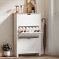 Shoe Storage Cabinet with 3 Flip Drawers and Adjustable Shelves for 9-18 Pairs of Shoes, White