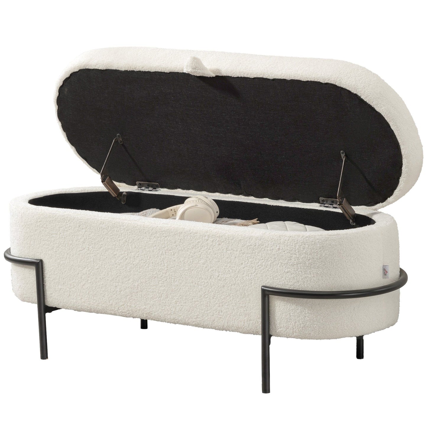 45" Sherpa Fleece Storage Ottoman - Cream White