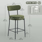 Set of 2 Corduroy Bar Stools with Backrest - Green