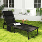 Outdoor Folding Chaise Lounge, Reclining Lounge Chair with Adjustable Backrest and Removable Pillow, Black