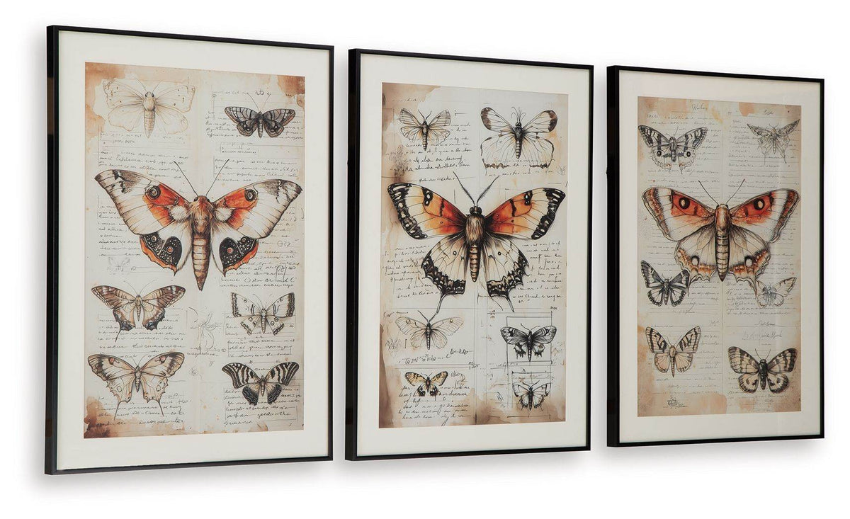 Jossletts - Orange / Black / Ivory - Wall Art Set (Set of 3) - Forward Furniture