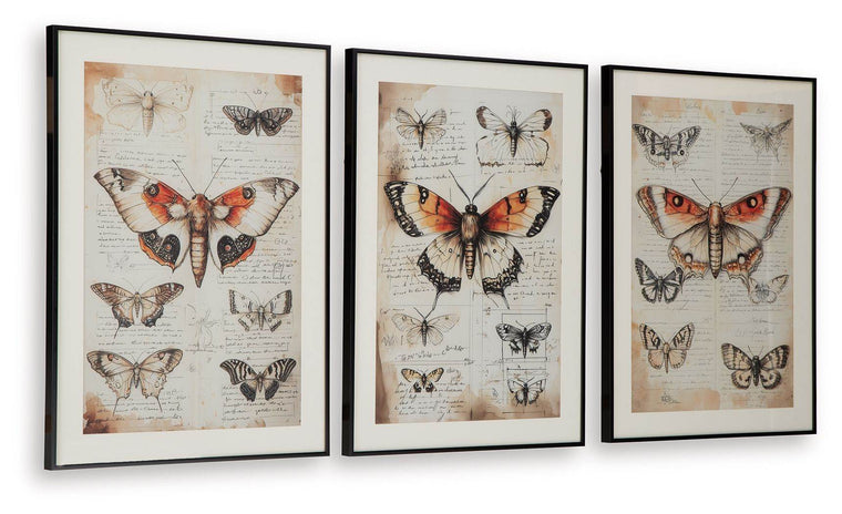 Jossletts - Orange / Black / Ivory - Wall Art Set (Set of 3) - Forward Furniture