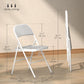 Set of 4 Metal Foldable Chairs, Corduroy Padded Folding Chairs with Cushion Seat and Open Back for Indoor, White