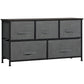 Linen Drawer Cabinet Organizer Storage Dresser Tower with 5 Removable Drawer Metal Frame Adjustable Feet for Living Room, Kitchen, Bathroom, Dark Grey