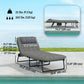 Folding Lounge Chair with 4-level Reclining Back & Cushion, Grey