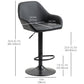 Adjustable Swivel PU Leather Bar Stools Set of 2 - Black