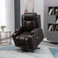Electric Power Lift Chair, PU Leather Recliner Sofa with Footrest, Remote Control and Cup Holders, Brown