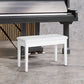 30" Piano Bench with Padded Cushion and Storage, Faux Leather Keyboard Bench with Solid Wood Legs, White