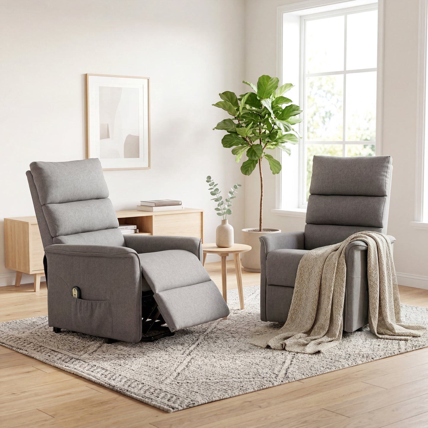 Lift Chair for Elderly, Power Chair Recliner with Remote Control, Side Pockets for Living Room, Dark Grey