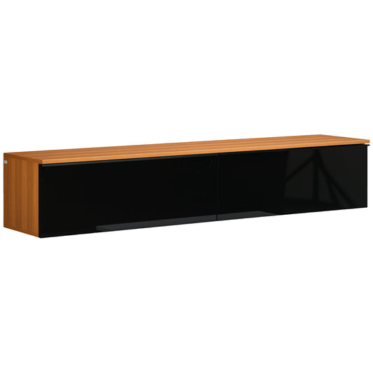 Wall Mounted TV Stand, Floating TV Cabinet with Storage, for TVs up to 70", High Gloss Effect, Brown and Black