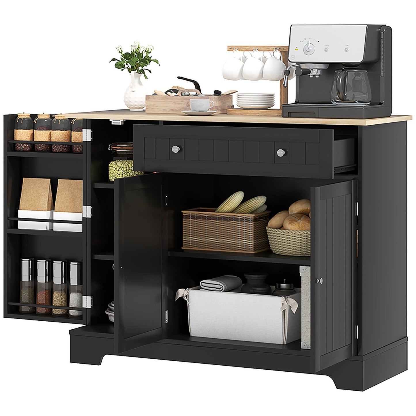 41" Sideboard Buffet Cabinet with 3 Doors - Black