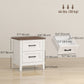 Farmhouse Nightstand Set of 2 with 2 Drawers - White