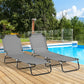 Set of 2 Folding Outdoor Lounge Chair, Sun Tanning Chairs with Reclining Back, Breathable Mesh for Beach Patio, Grey