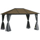 10' x 13' Hardtop Gazebo Aluminum Framed Marquee Party Tent Shelter with Mesh Curtains & Side Walls - Grey