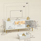 Modern TV Console for TVs up to 60 Inch, Entertainment Center with Smart RGB LED Lights and Soft Close Doors, White
