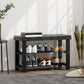 Bamboo Shoe Storage Bench, 3-Tier Entryway Bench with 2 Storage Shelves for Hallway, Holds 6 Pairs, Black