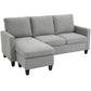 L-Shape Sofa, Modern Sectional Couch with Ottoman, Corner Sofa for Living Room, Light Grey