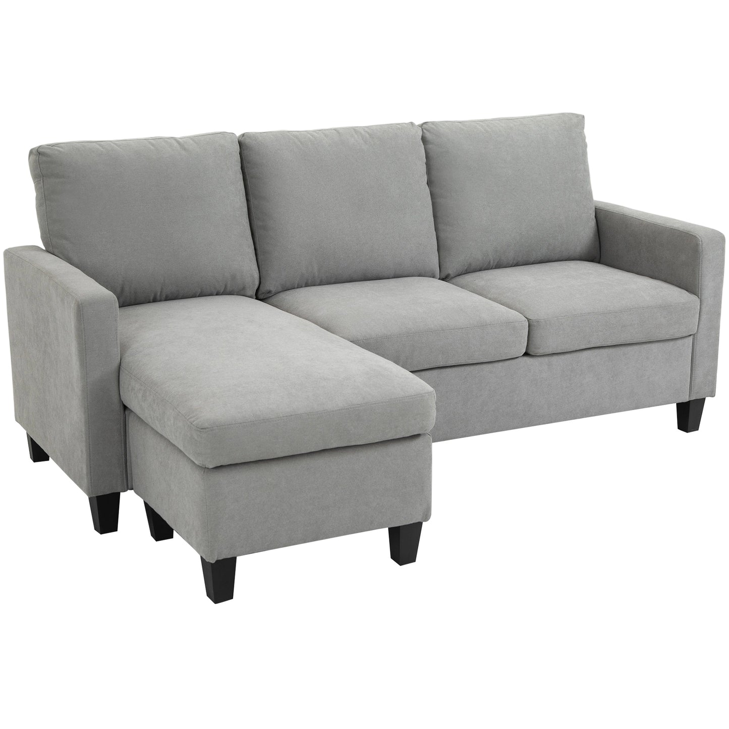 L-Shape Sofa, Modern Sectional Couch with Ottoman, Corner Sofa for Living Room, Light Grey
