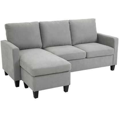 L-Shape Sofa, Modern Sectional Couch with Ottoman, Corner Sofa for Living Room - Light Grey