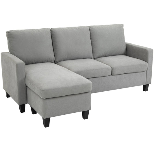 L-Shape Sofa, Modern Sectional Couch with Ottoman, Corner Sofa for Living Room - Light Grey