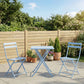 3 Pieces Garden Bistro Coffee Set Foldable Patio Chair & Square Table for Outdoor Yard Porch Poolside Balcony Blue