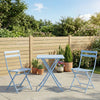 3 Pieces Garden Bistro Coffee Set Foldable Patio Chair & Square Table for Outdoor Yard Porch Poolside Balcony Blue