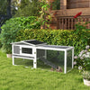 Wooden Rabbit Hutch Guinea Pig House with Removable Tray, Openable Roof, Trough, Run for Tortoises and Ferrets, Grey