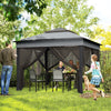 10.7 x 10.7ft Pop Up Gazebo, Adjustable Instant Sun Shelter with UV30+ Roof Cover, Removable Mesh Curtains, Dark Grey