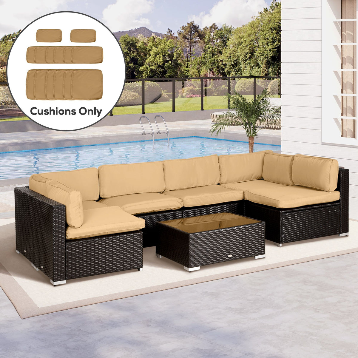 Outdoor 14pc Patio Rattan Sofa Set Cushion Polyester Cover Replacement Set - No Cushion Included Beige | Canada
