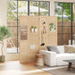 5.6 Ft. Tall 4-Panel Room Divider, Pegboard Panel Freestanding Folding Privacy Screen Panels, Partition Wall Divider for Indoor Bedroom Office, Natural