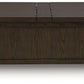 Breckington - Cocktail Table With Storage - Dark Brown