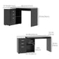 L-Shaped Writing Desk with Storage and Drawer - Black