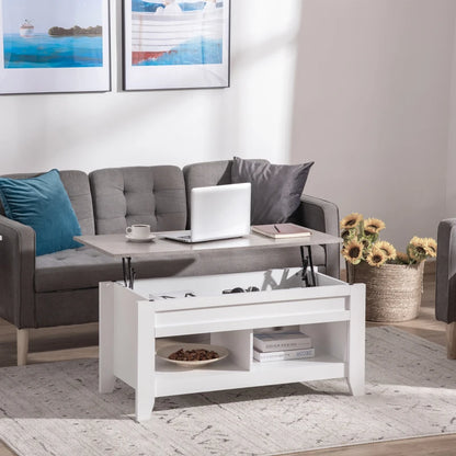 Lift-Top Coffee Table with Hidden Storage & Open Shelves