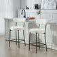 Set of 2 Barstools, Upholstered Bar Stools with Backrest, Footrest for Kitchen Island, Dining Room, Cream White