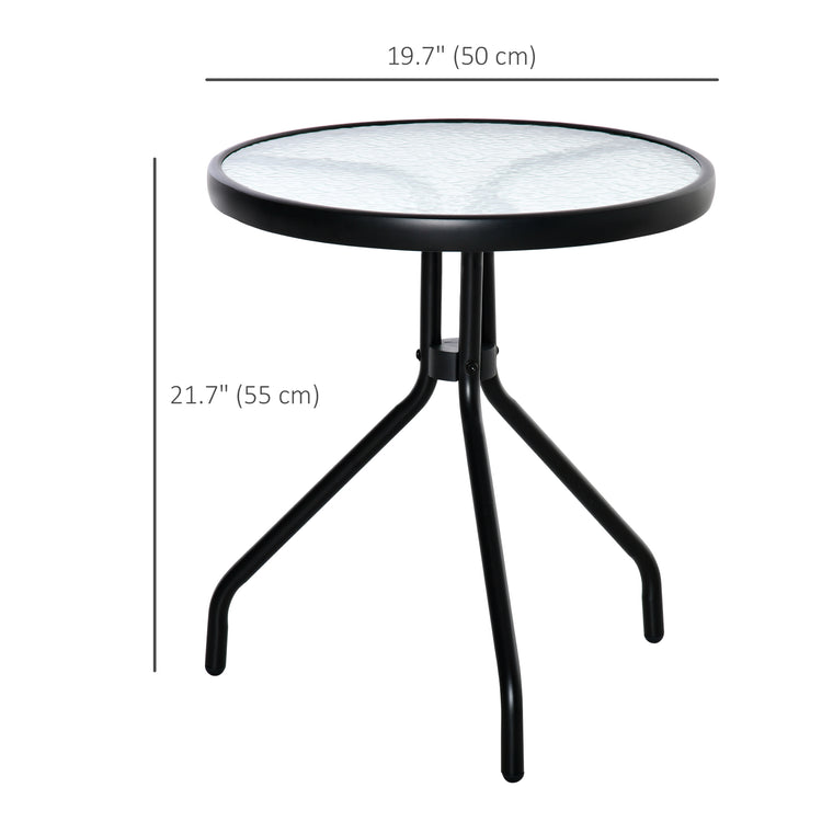 20" Round Outdoor End Table with Glass Top