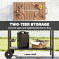 Outdoor Grill Cart, 2-Tier Pizza Oven Stand, BBQ Stand with Beverage Holder, Hooks, Wheels, Black and Brown