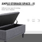 Storage Ottoman, Linen Fabric End of Bed Bench with Soft Close Lid, Button Tufted Storage Bench for Living Room, Entryway or Bedroom, 42" x 17" x 19", Grey
