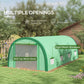Upgraded Tunnel Greenhouse Green House with Mesh Door and Windows, 6 Plant Labels and Gloves, White