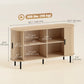 Fluted Sideboard Buffet Cabinet, 55" Mid Century Coffee Bar Cabinet with Sliding Doors and Adjustable Shelves, Natural