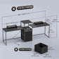 96 Inch Gaming Desk, Dual Computer Desk for 2 Person with Power Outlets and Monitor Stands, Black