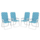 Set of 4 Folding Patio Chairs, Portable Chair Set with Armrests for Camping, Garden, Pool, Beach, Backyard, Blue
