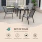 Set of 4 Outdoor Dining Chairs, Heavy Duty Stackable Patio Dining Set with Armrests for Balcony Garden, Dark Grey