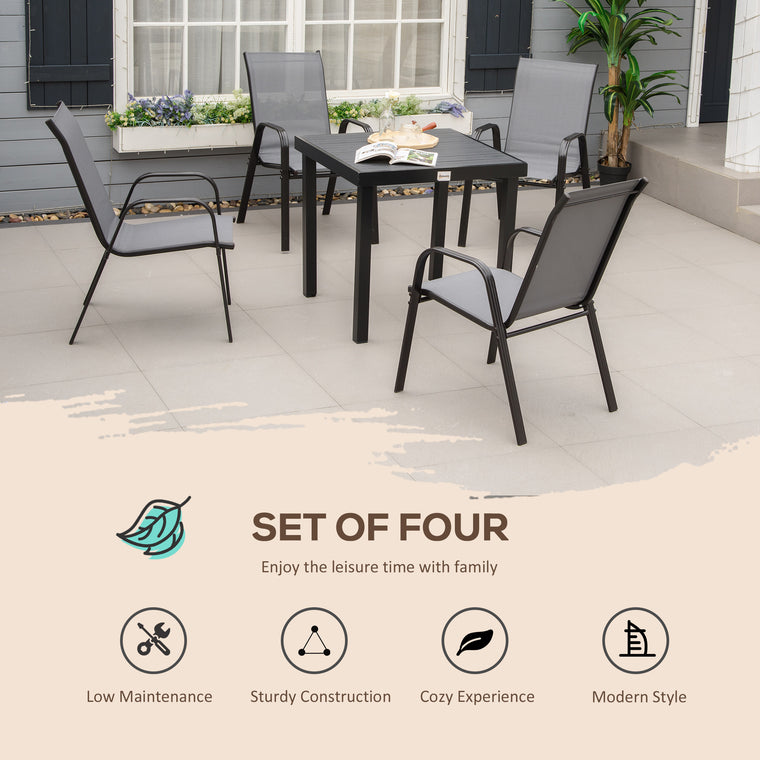 Dark Grey Stackable Dining Chairs with Armrests