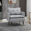 Accent Chair, Upholstered Armchair with Tufted Back Cushion and Steel Legs for Living Room, Bedroom, Grey