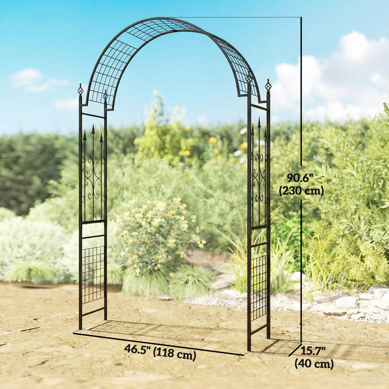 7.5' Steel Garden Arch with Scrollwork