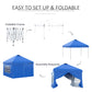 10' x 10' Pop Up Canopy Tent, Instant Sun Shelter, Tents for Parties, with Wheeled Carry Bag, Blue
